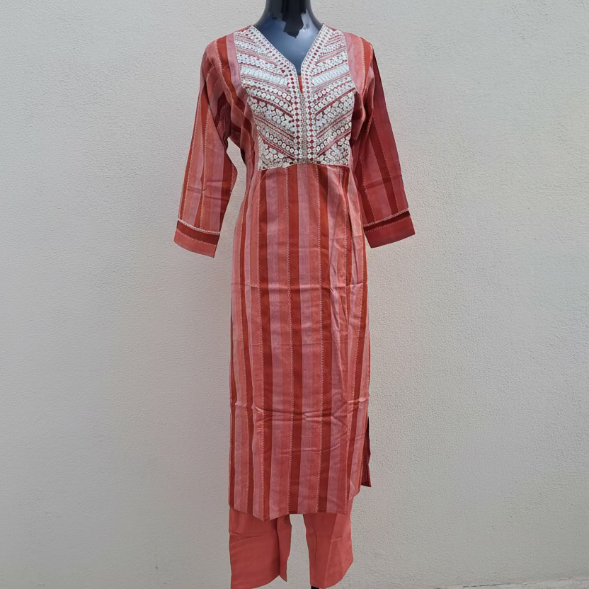 RustOrange Handloom 2PC KurtiSet