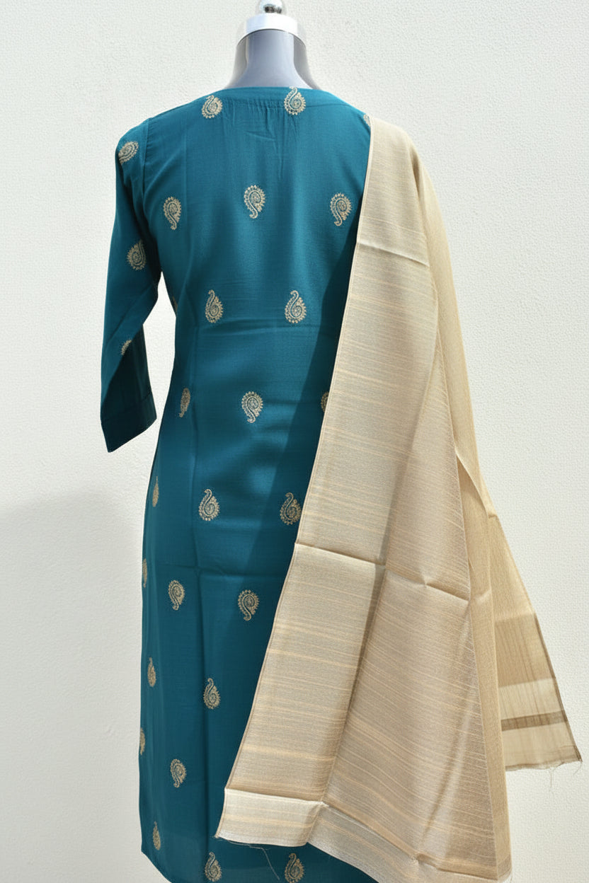 EmeraldGreen SouthSilk DupattaSet