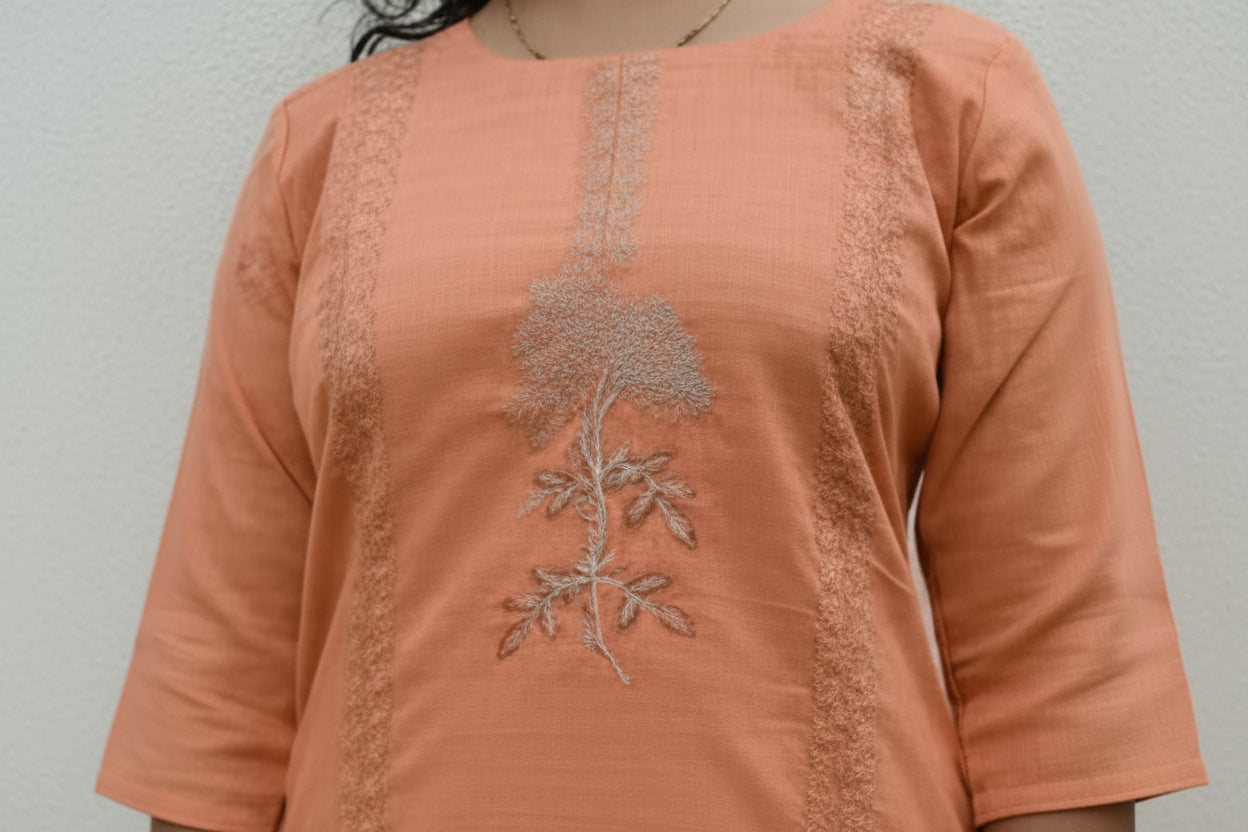Peach GadwaliSilk Kurti