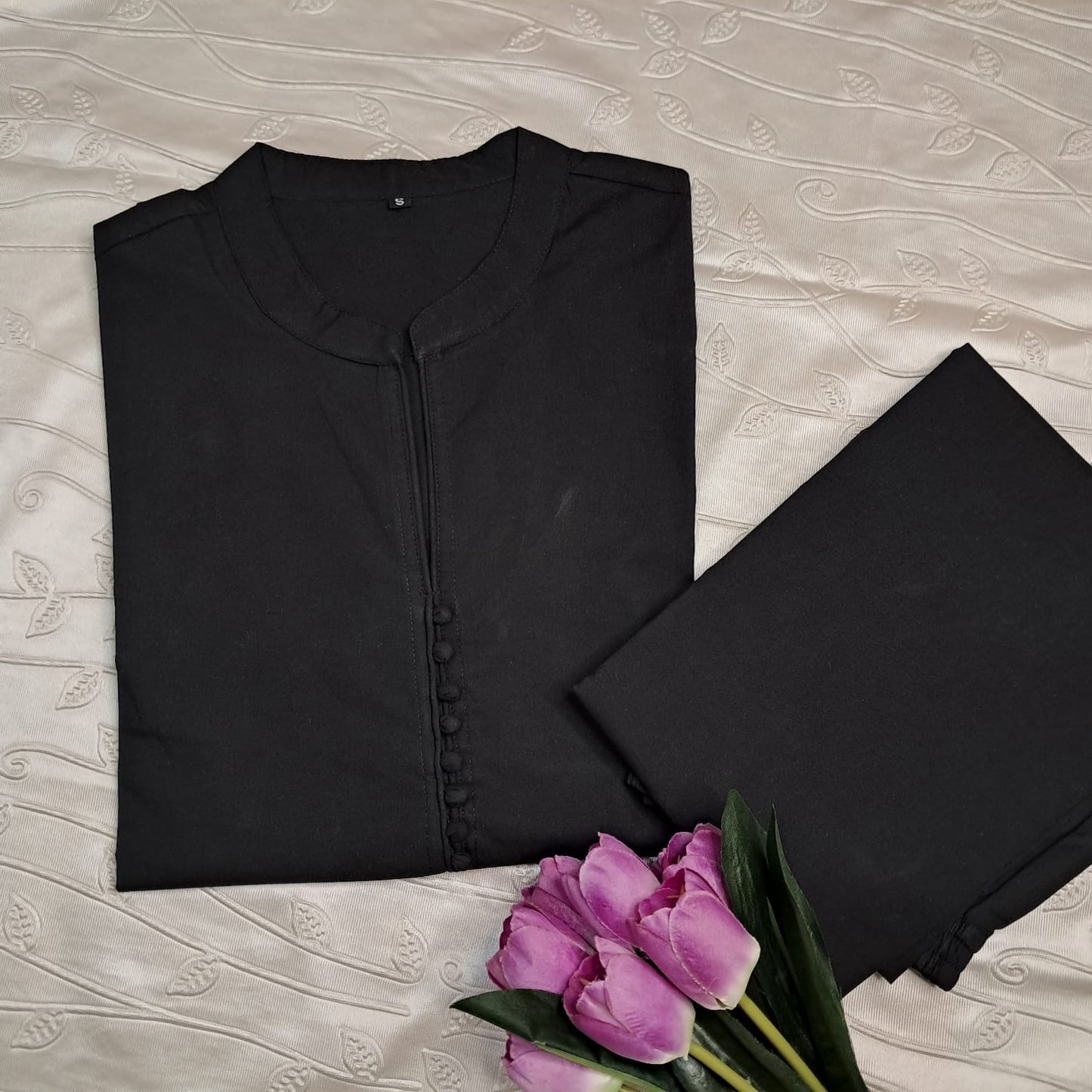 Black Pure Cotton Cordy CoOrd Set