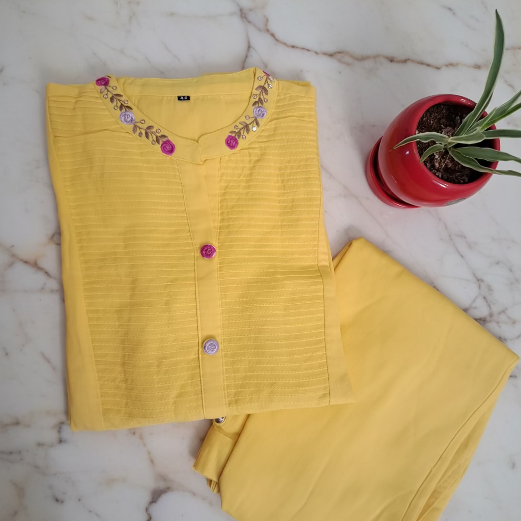 Yellow Cotton CoOrdSet