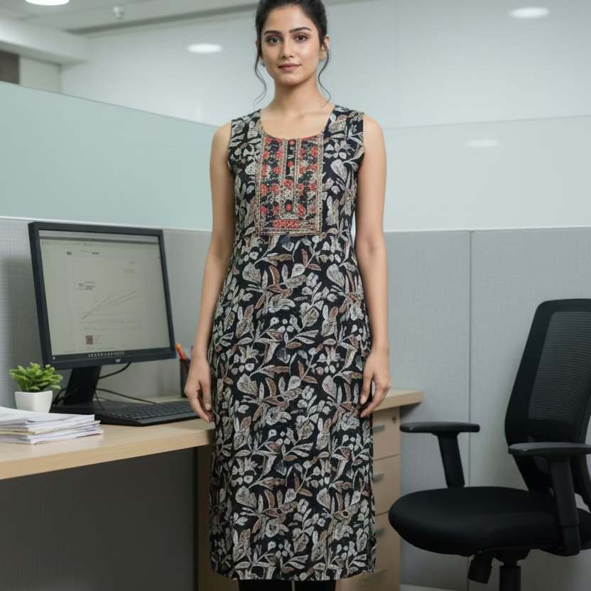 BLACK Silk Kurti