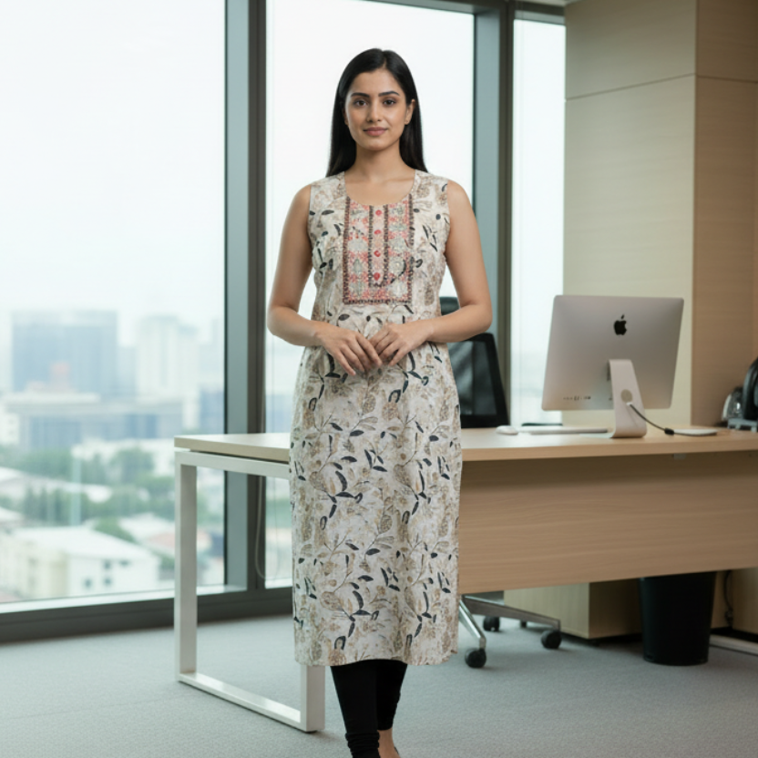 Off White Silk Kurti