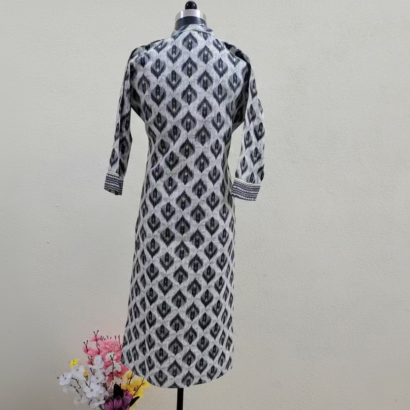 Black and White CottonRayon  2PC KurtiSet