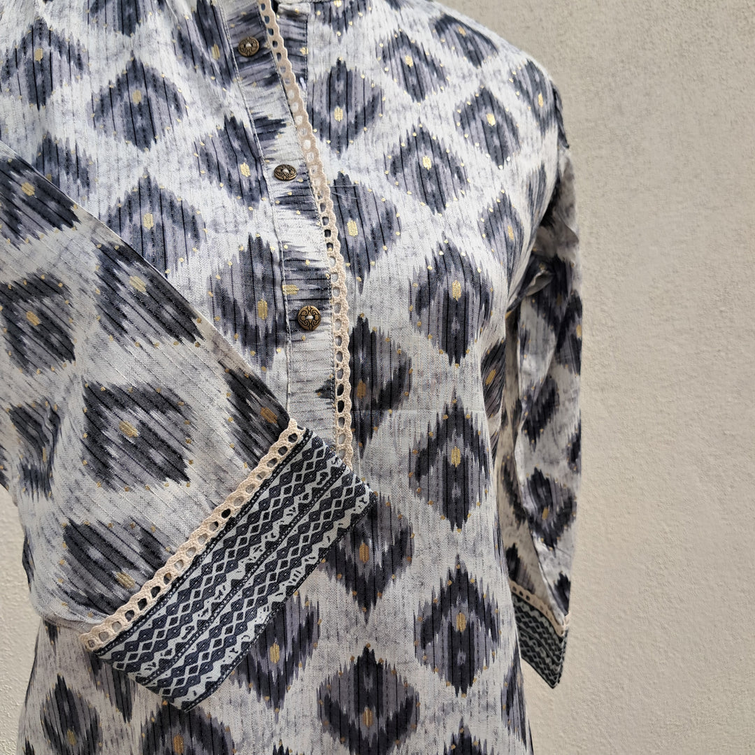 Black&White CottonRayon  KurtiSet