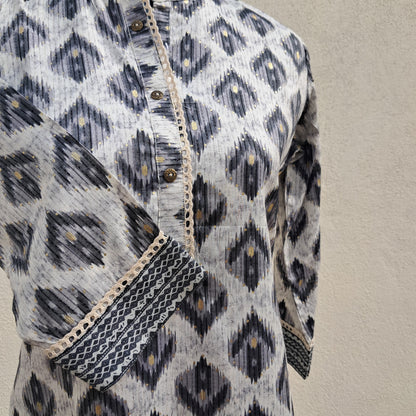 Black and White CottonRayon  2PC KurtiSet