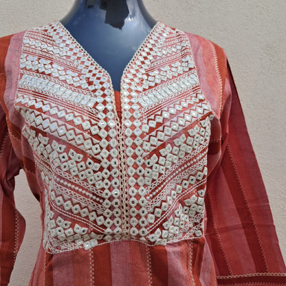 RustOrange Handloom 2PC KurtiSet
