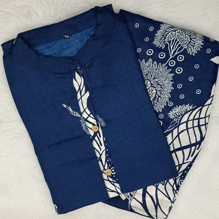 Dark Blue Rayon 2PC Kurti Set