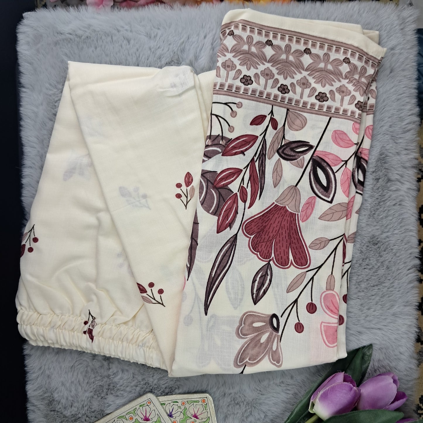 OFF WHITE Rayon 2PC Kurti Set