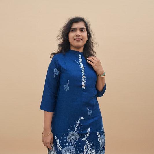Dark Blue Rayon 2PC Kurti Set