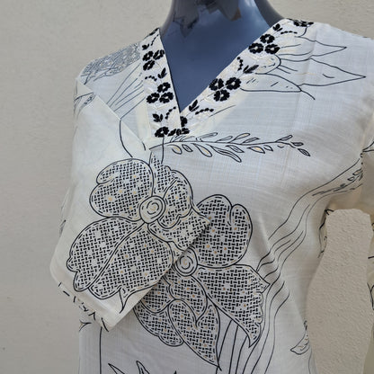 Black White Rayon 2PC Kurti Set