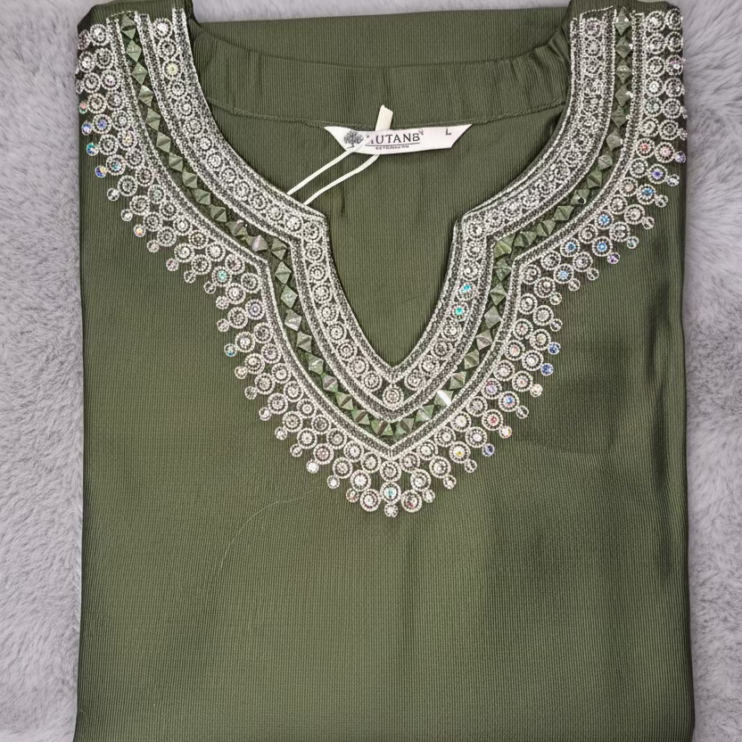 MehendiGreen GadwaliSilk 2PC Kurti Set