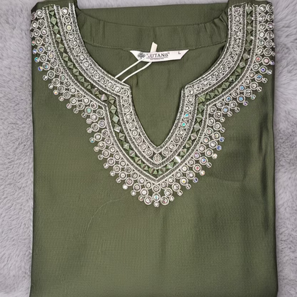 MehendiGreen GadwaliSilk 2PC Kurti Set