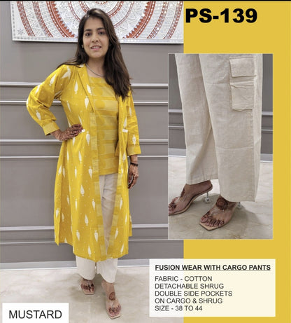 Yellow Pure Cotton Bozzy 3pc with Jacket
