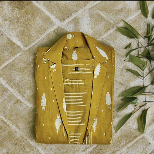 Yellow Pure Cotton Bozzy 3pc with Jacket