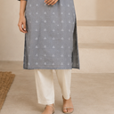 White Cotton Maher Straight Cut Pant