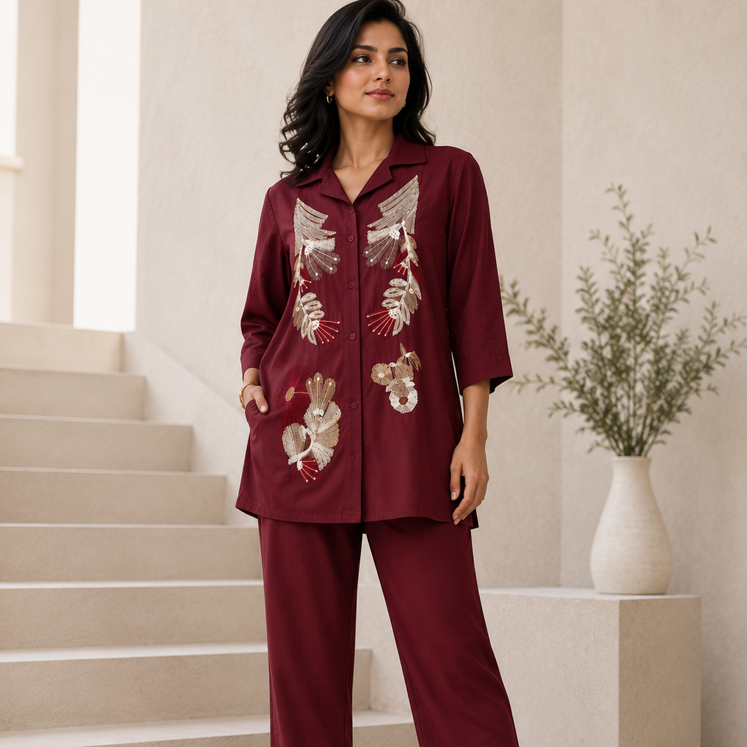 Maroon Rayon StarightPant