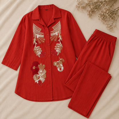 HotPink Rayon Shirt CoOrdSet