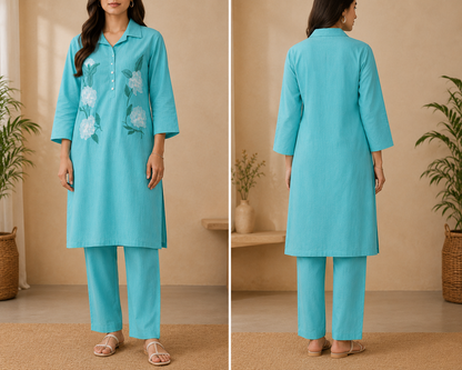 Turquoise CottonRayon CoOrdSet
