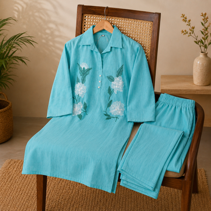 Turquoise CottonRayon CoOrdSet