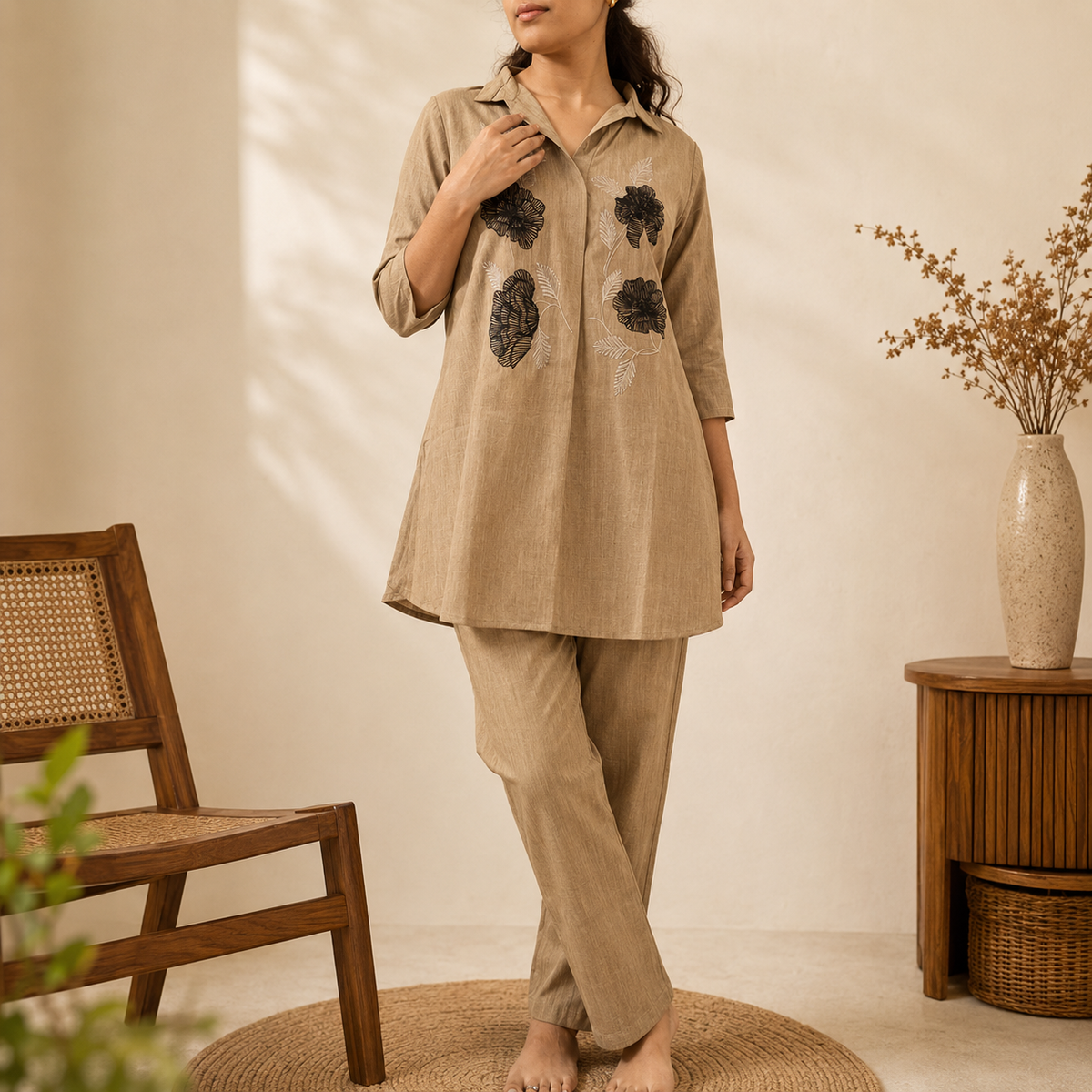 WarmBrown CottonRayon Shirt