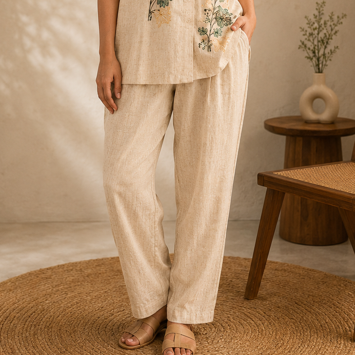 White KhadiCotton StraightPant