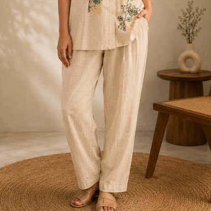 White KhadiCotton StraightPant