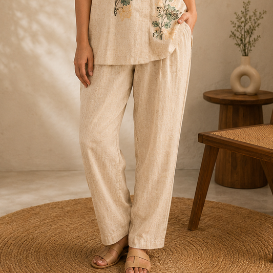 White KhadiCotton StraightPant