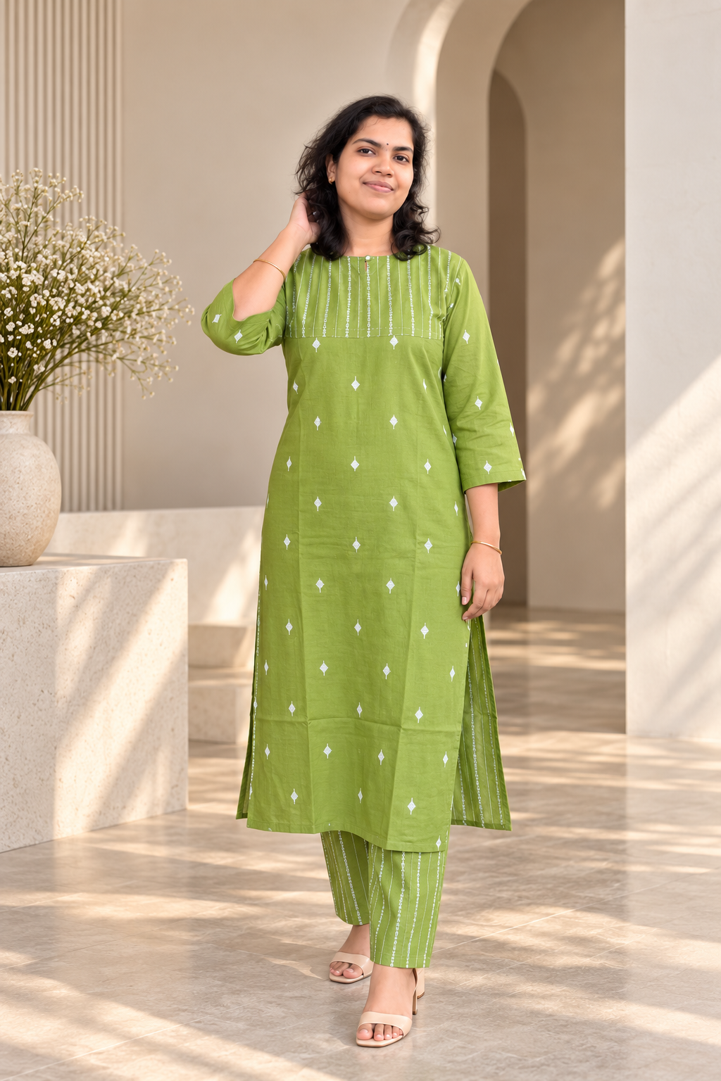 ParrotGreen Cotton KurtiSet
