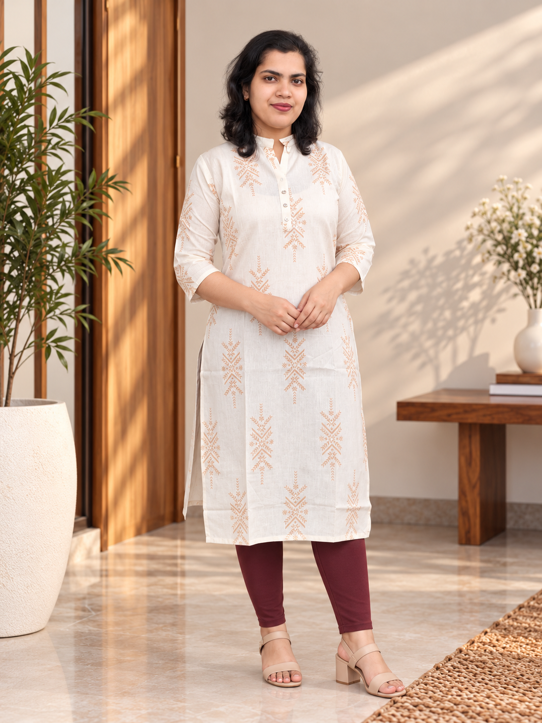 OffWhite KhadiCotton Kurti