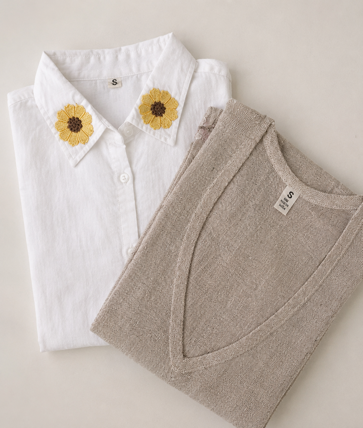 White JuteCotton Shirt CoordSet
