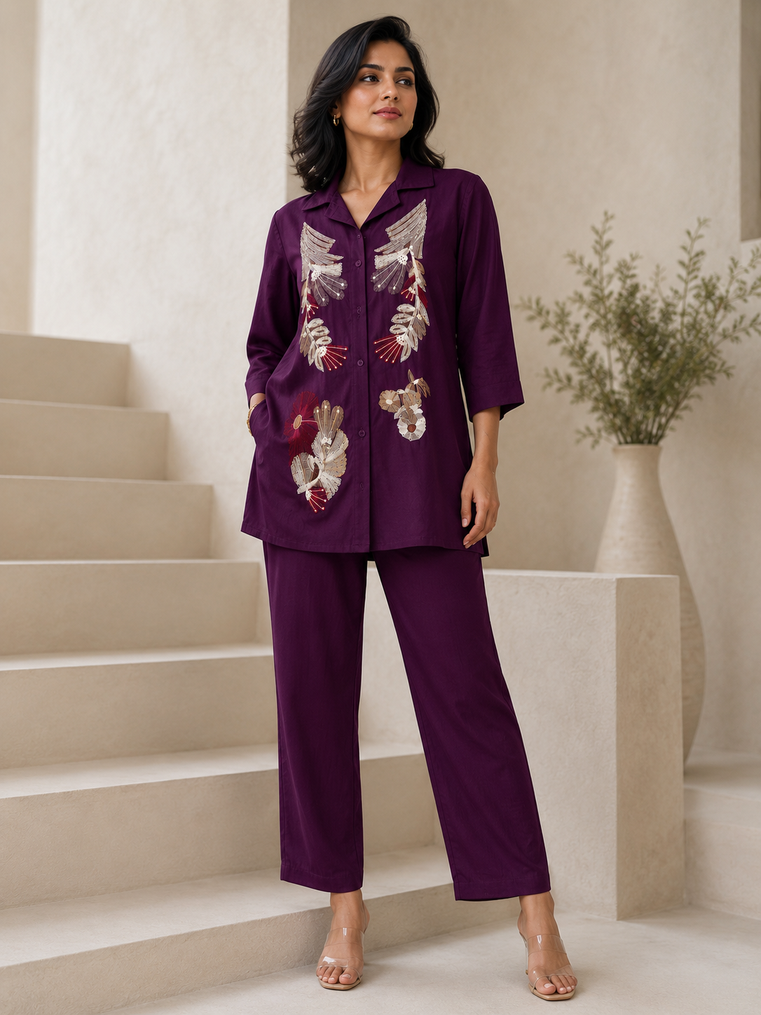 Violet Rayon Shirt CoOrdSet