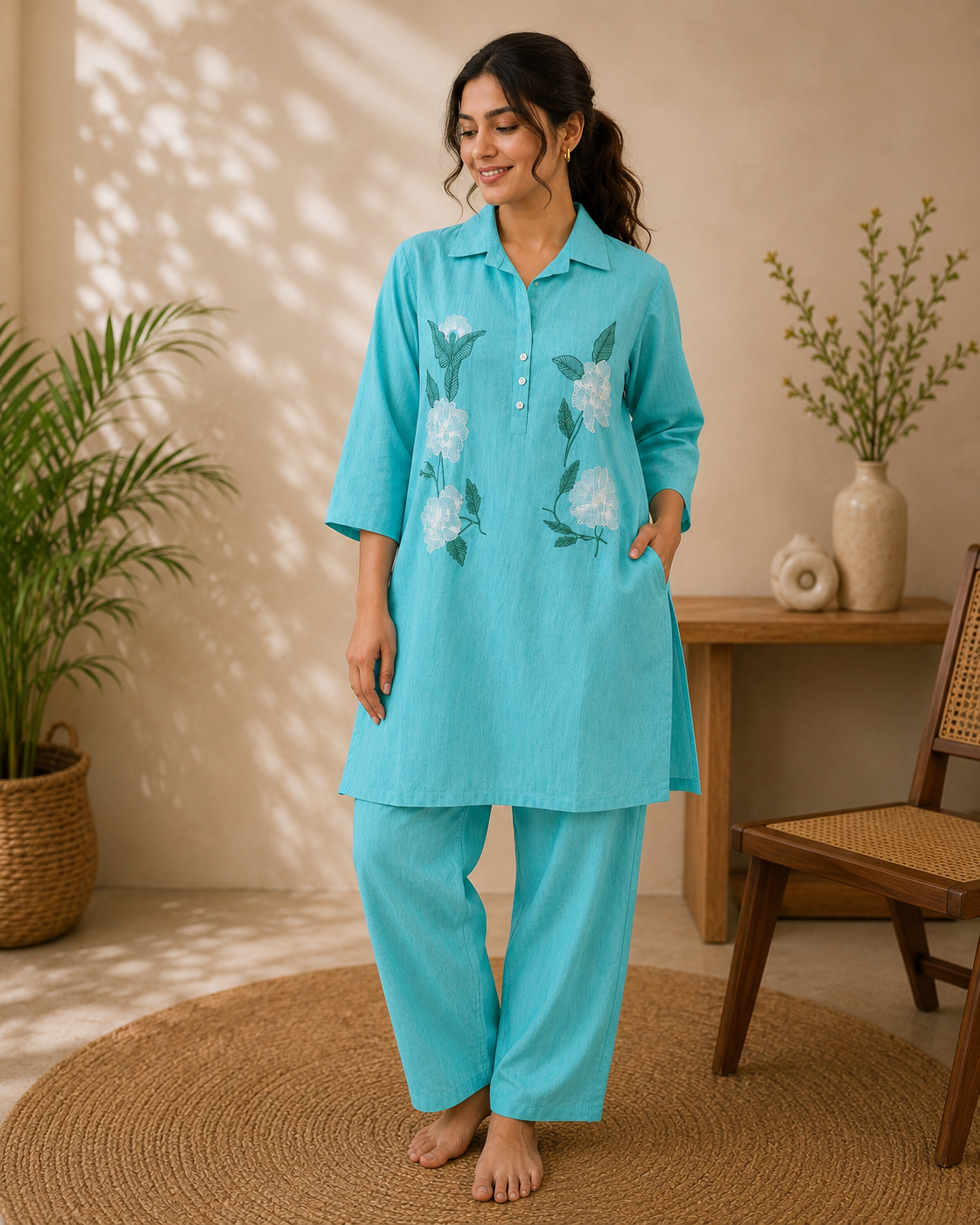 Turquoise Rayon StraightPant