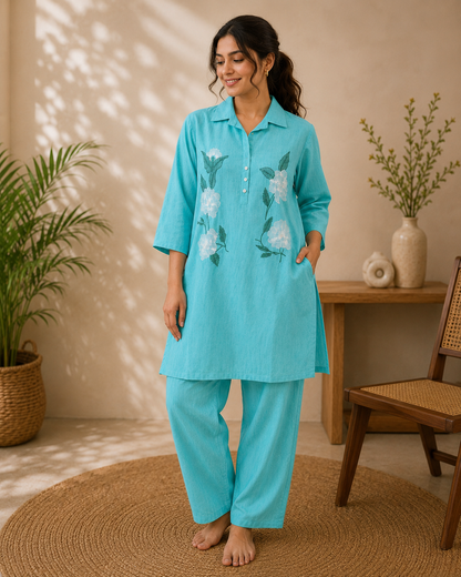 Turquoise Rayon StraightPant