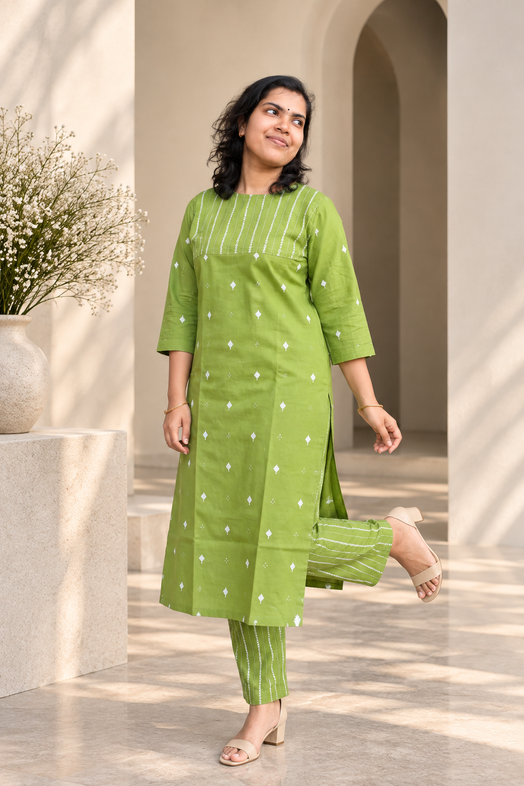 ParrotGreen Cotton KurtiSet