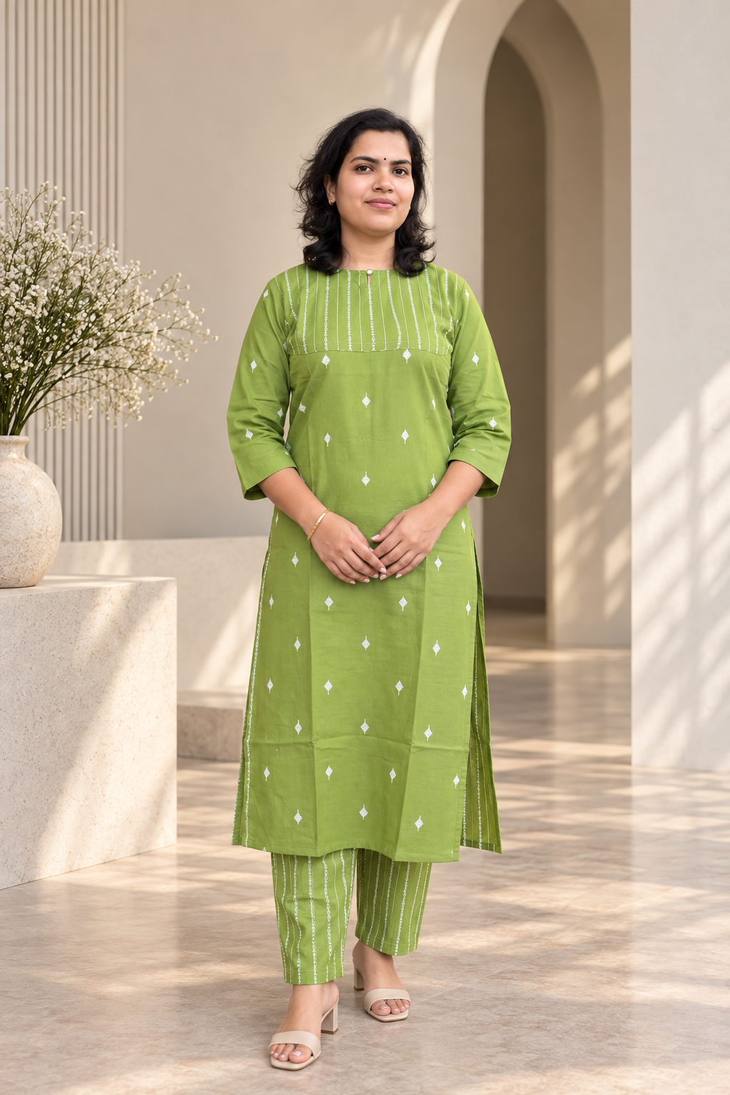 ParrotGreen Cotton KurtiSet