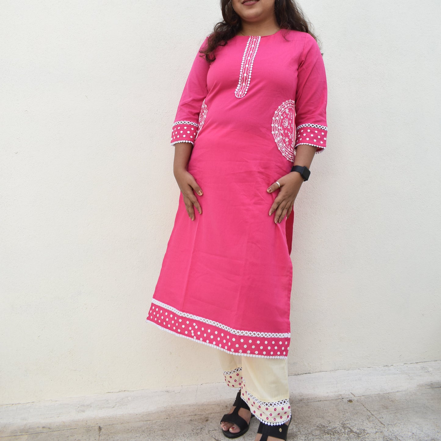 Rani Pink CottonBlend 2PC KurtiSet