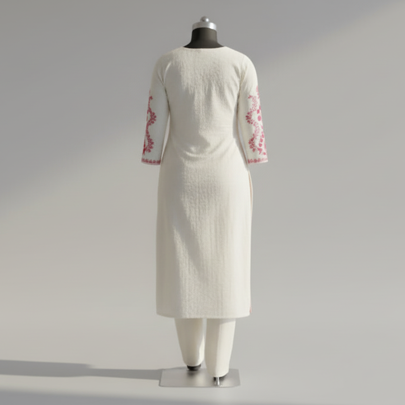 Red and White Cotton Arohi 3pc Dupatta Set