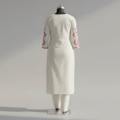 Red and White Cotton Arohi 3pc Dupatta Set