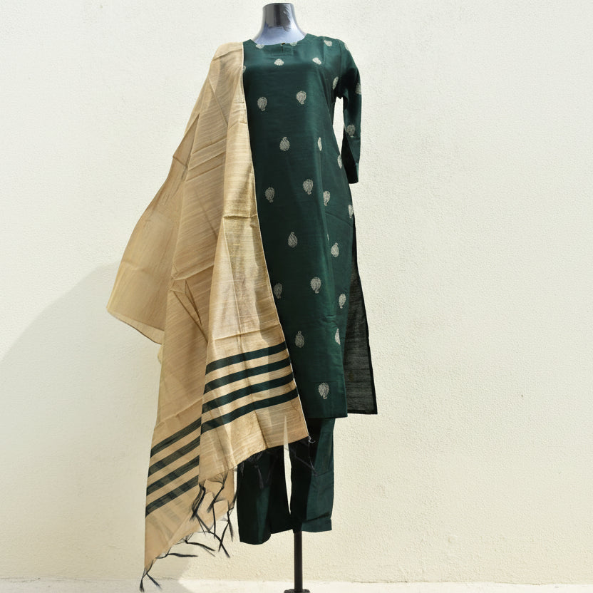 EmeraldGreen SouthSilk DupattaSet