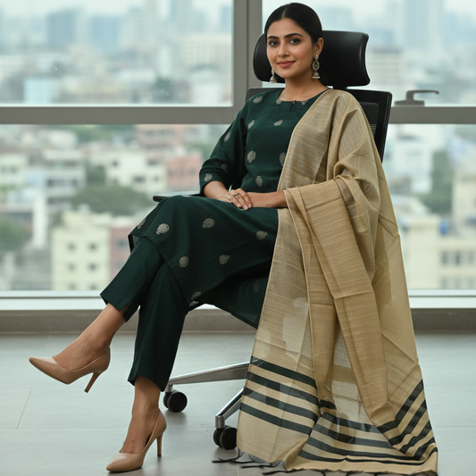 EmeraldGreen SouthSilk DupattaSet