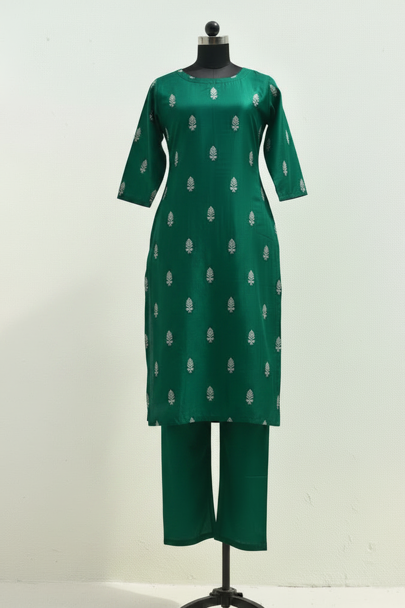 EmeraldGreen SouthSilk DupattaSet