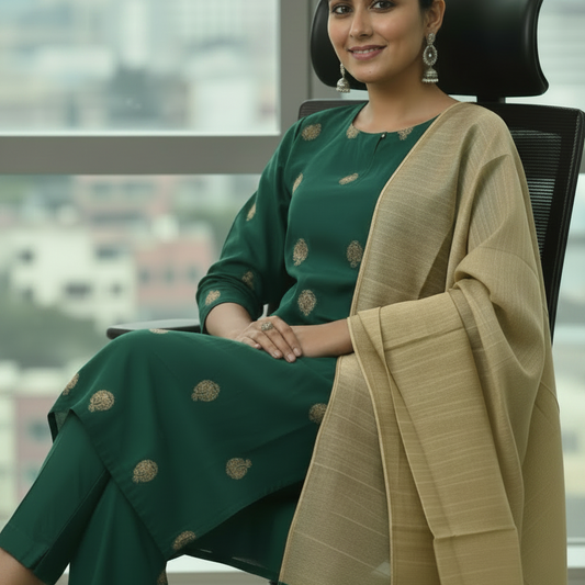 EmeraldGreen SouthSilk DupattaSet