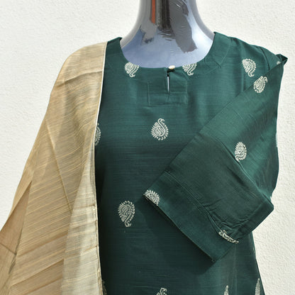 EmeraldGreen SouthSilk DupattaSet