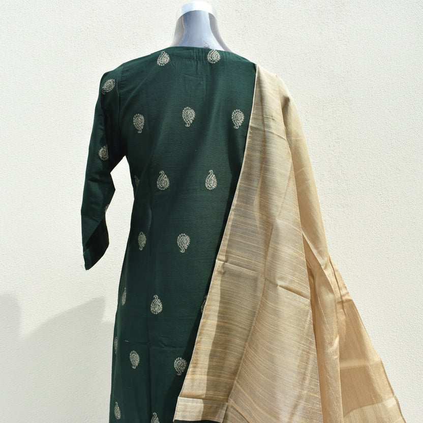 EmeraldGreen SouthSilk DupattaSet