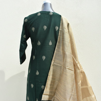 EmeraldGreen SouthSilk DupattaSet