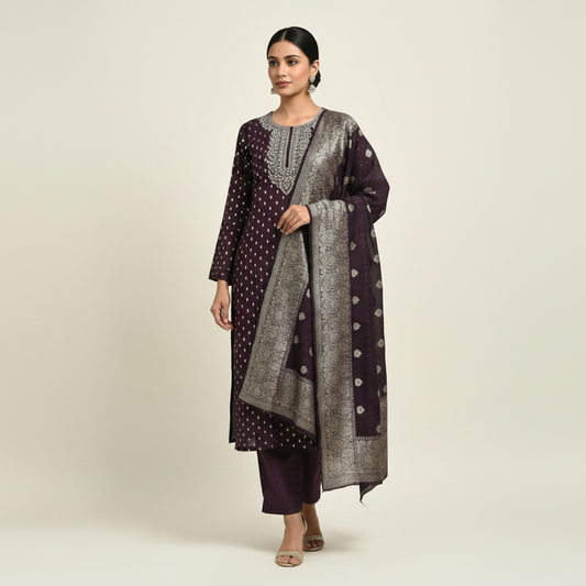 Wine VaticanSilk DupattaSet