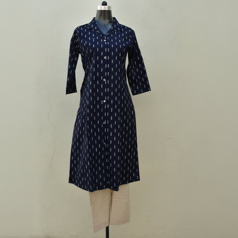 NavyBlue CottonFine 2PC KurtiSet