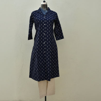 NavyBlue CottonFine 2PC KurtiSet