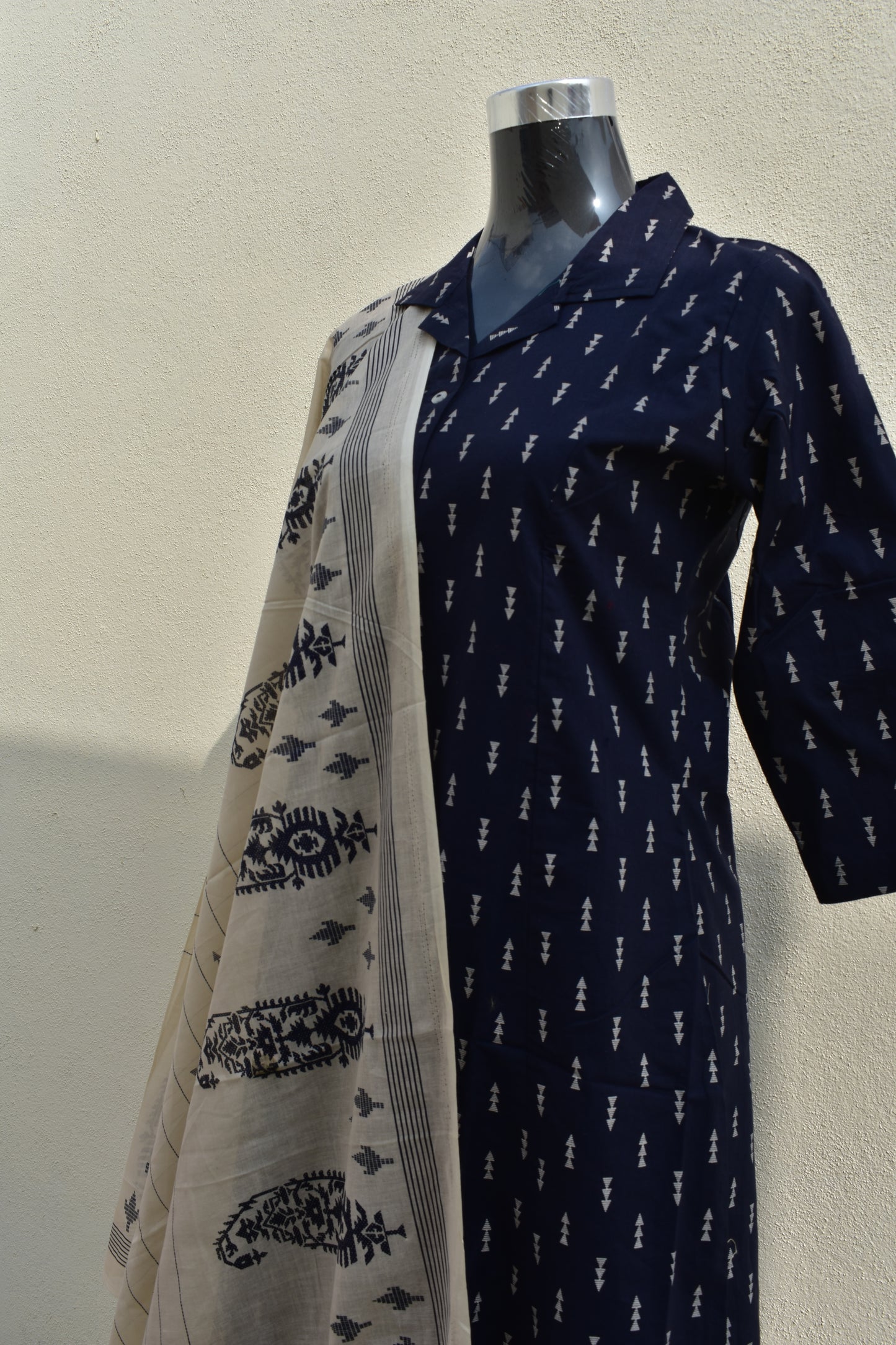 NavyBlue CottonFine DupattaSet